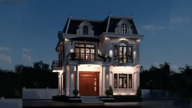 Nhà mái Mansard có tầng áp mái nâng tầm kiến trúc