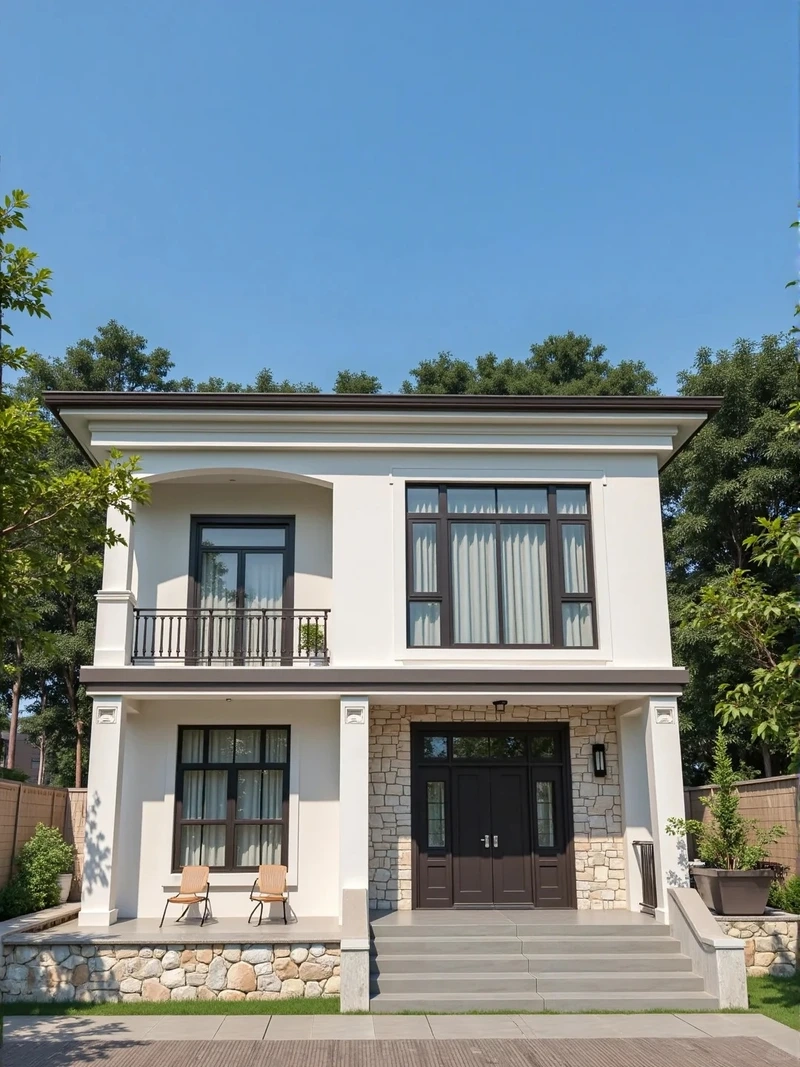 Phong cách châu Âu tinh tế biệt thự 2 tầng mái bằng phong cách châu âu