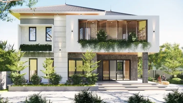 Tham khảo bản vẽ biệt thự 2 tầng mái thái chi tiết dễ thi công