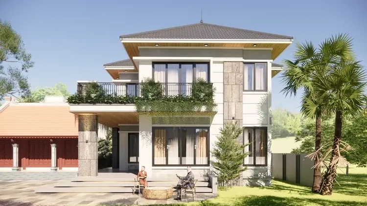 Phong cách mới mẻ từ biệt thự 2 tầng mái thái hiện đại trẻ trung