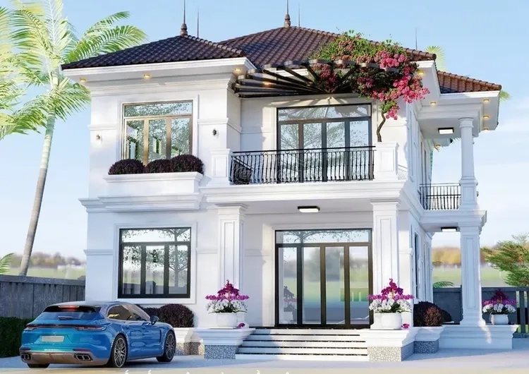Không gian yên bình với biệt thự 2 tầng mái thái nông thôn