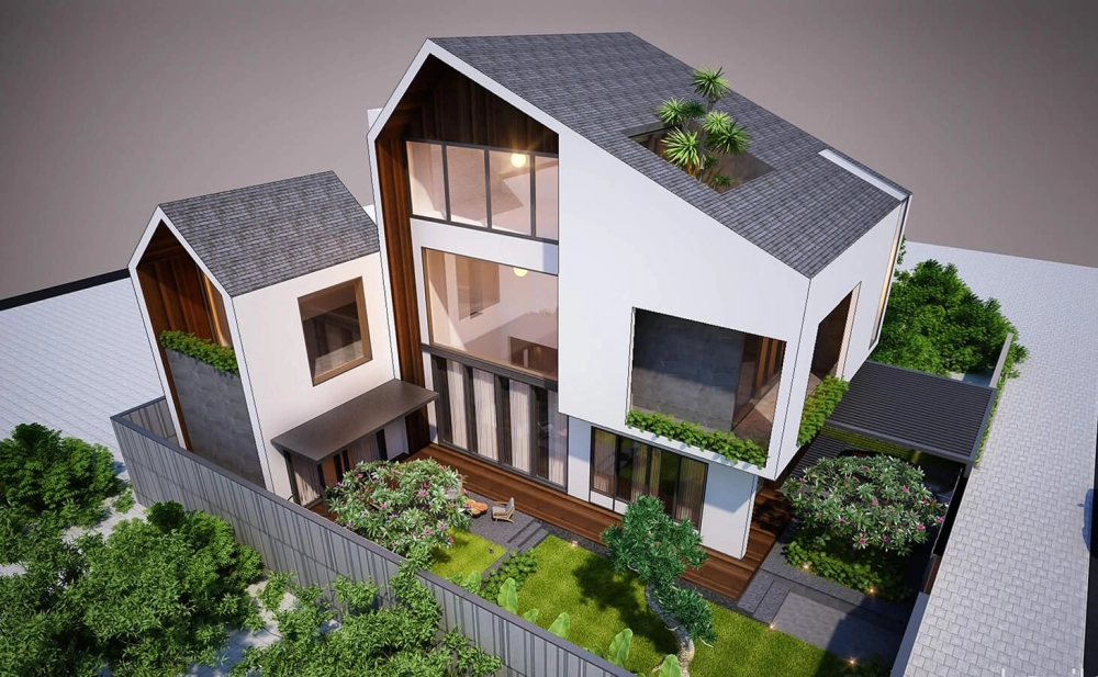 Mẫu biệt thự mái lệch đẹp thu hút mọi ánh nhìn