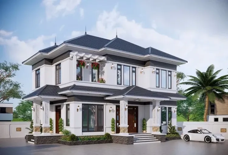 Không gian biệt thự mái thái sân vườn xanh mát yên bình