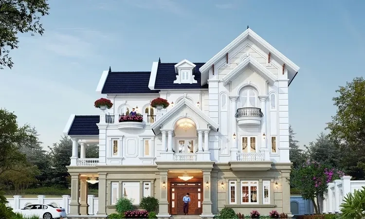 Phương án biệt thự mái thái có gara tiện lợi an toàn