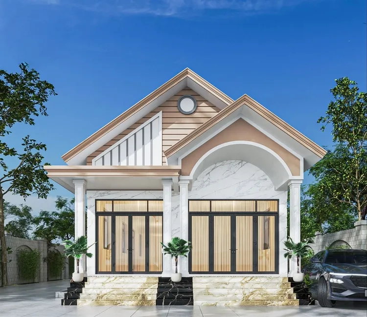 Thiên nhiên gần gũi nhờ mặt tiền nhà cấp 4 mái thái có sân vườn