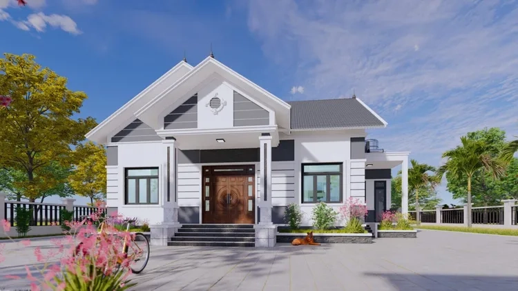 Thiết kế ấm cúng từ mặt tiền nhà cấp 4 mái thái 2 phòng ngủ