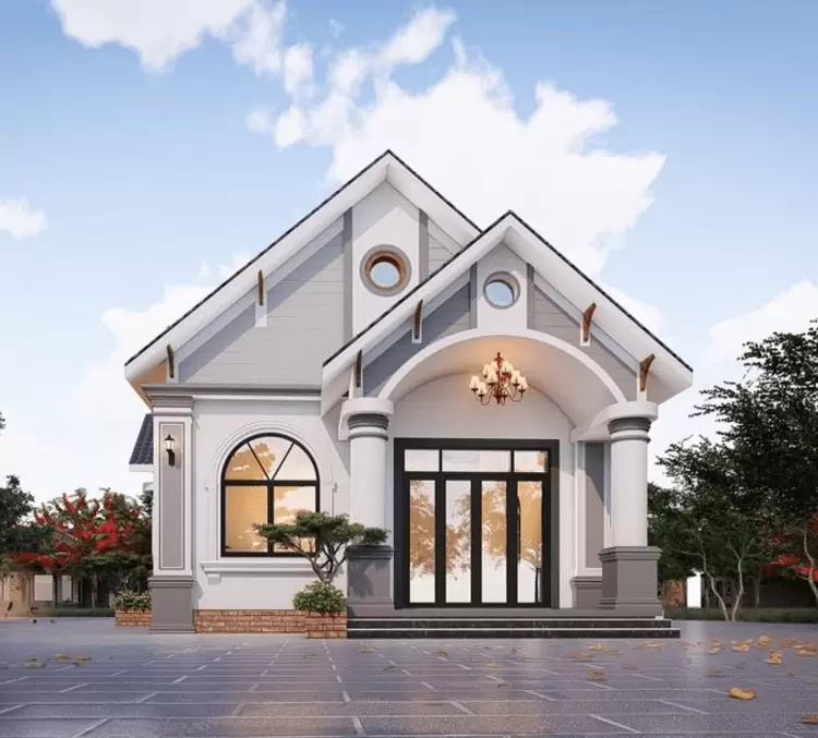 Vẻ truyền thống từ mặt tiền nhà cấp 4 mái thái mái ngói