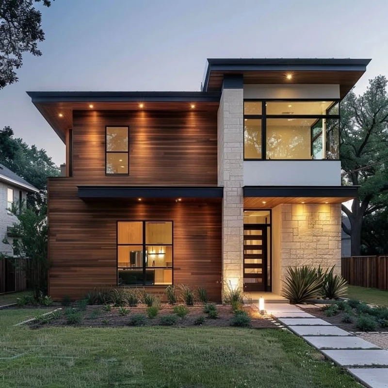 Thiết kế hiện đại tiện nghi mặt tiền nhà mái bằng hiện đại