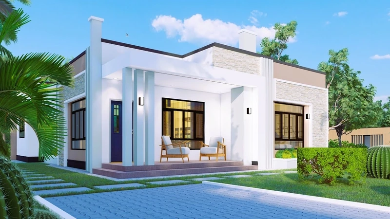 Ý tưởng hoàn hảo từ thiết kế mặt tiền nhà mái bằng