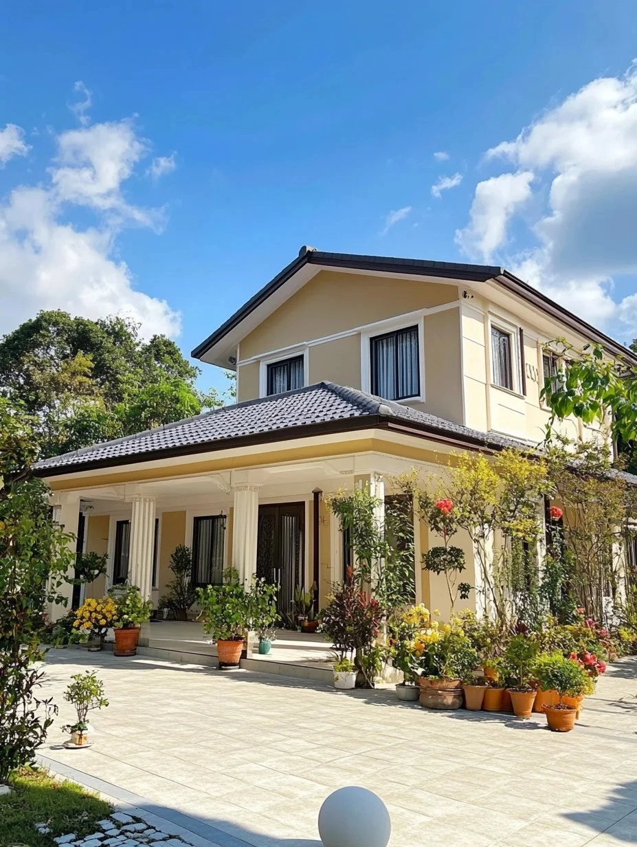 Mặt tiền nhà mái nhật cấp 4 nông thôn đơn giản mà vẫn đầy đủ tiện nghi