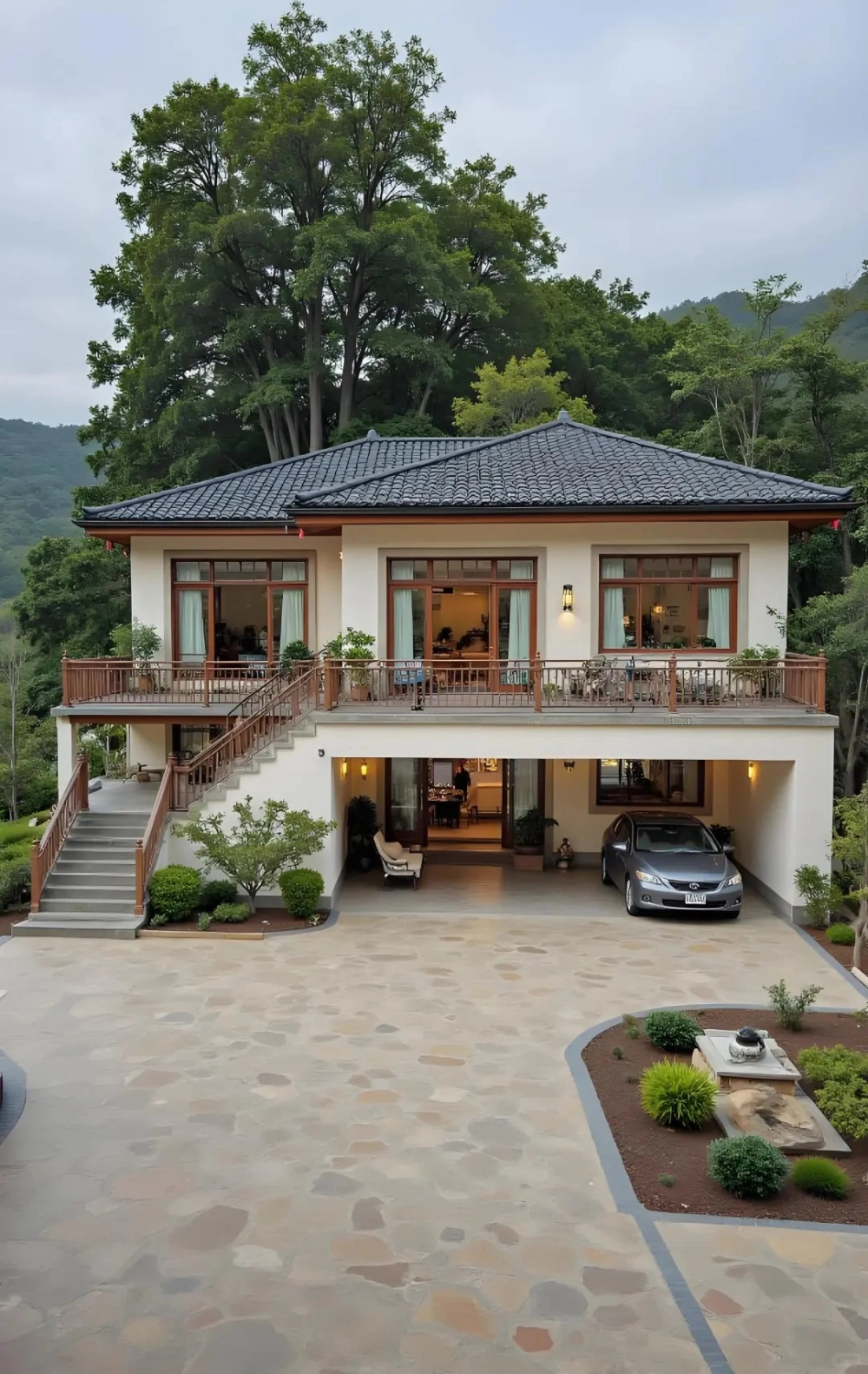 Cách phối màu sơn mặt tiền nhà 2 tầng mái nhật trẻ trung