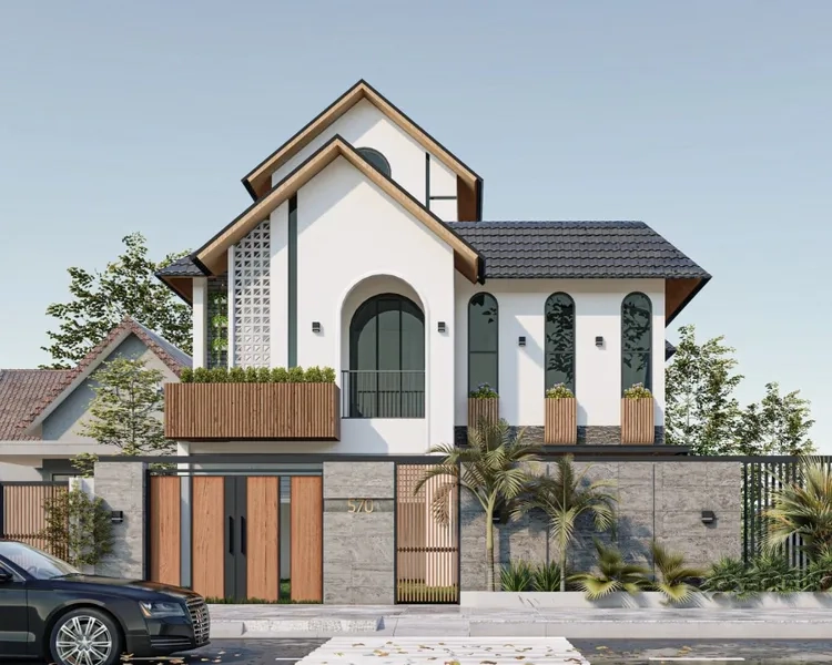 Vẻ đẹp mặt tiền nhà mái thái 3 tầng nổi bật bền vững