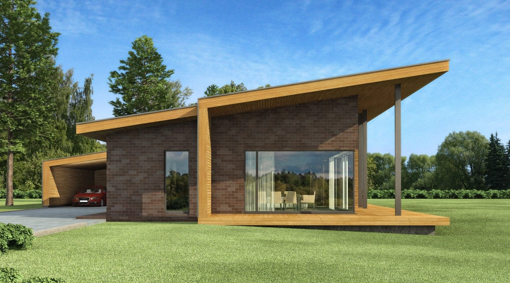 Nhà cấp 4 mái lệch trẻ trung hợp xu hướng mới