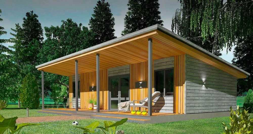 Nhà cấp 4 2 mái lệch cân đối và hài hòa