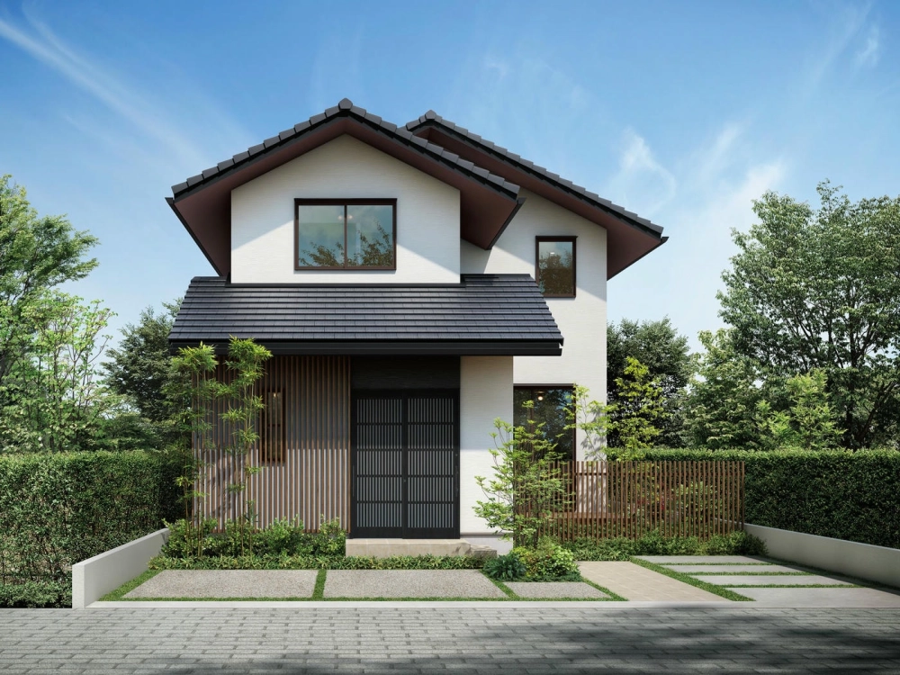 Phối cảnh ban công nhà gác lửng mái nhật thoáng đãng