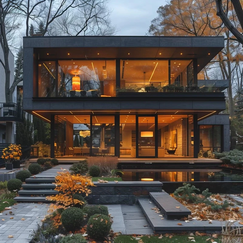 Không gian thành thị sang trọng nhà mái bằng 2 tầng thành phố