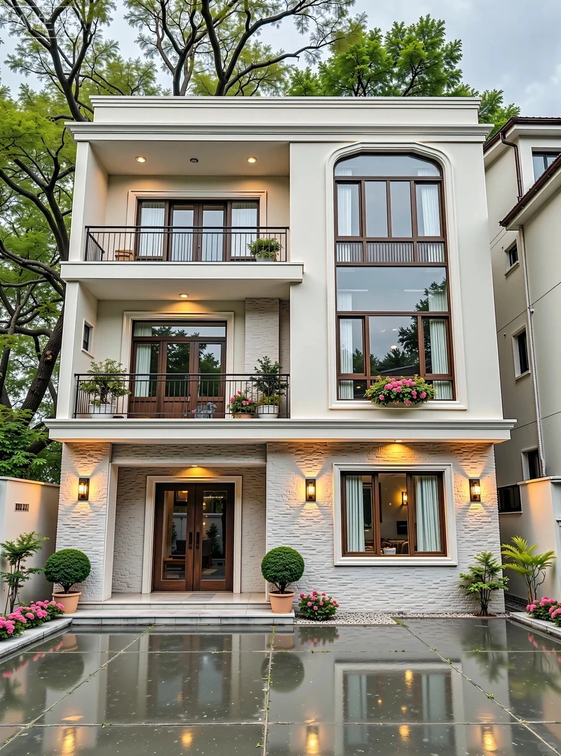 Ban công rộng thoáng mát nhà mái bằng 3 tầng ban công rộng