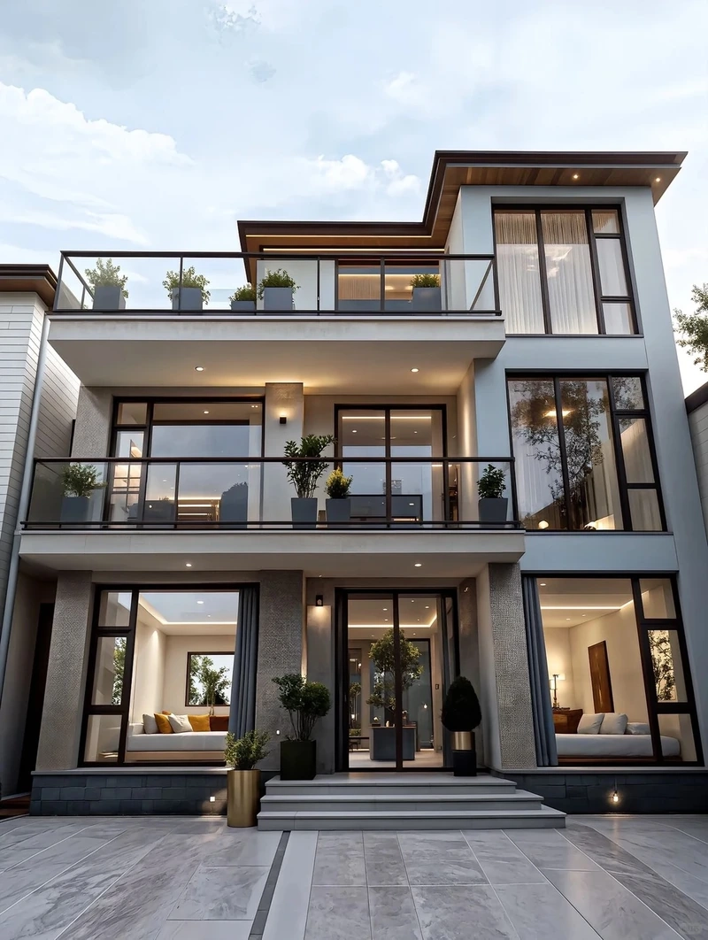 Tối giản nhưng sang trọng nhà mái bằng 3 tầng phong cách tối giản