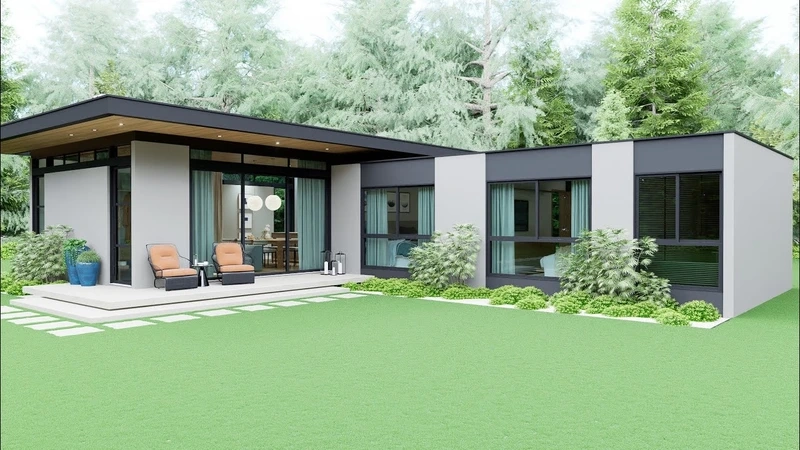 Thoáng mát và tiện nghi nhà mái bằng chữ L thoáng mát