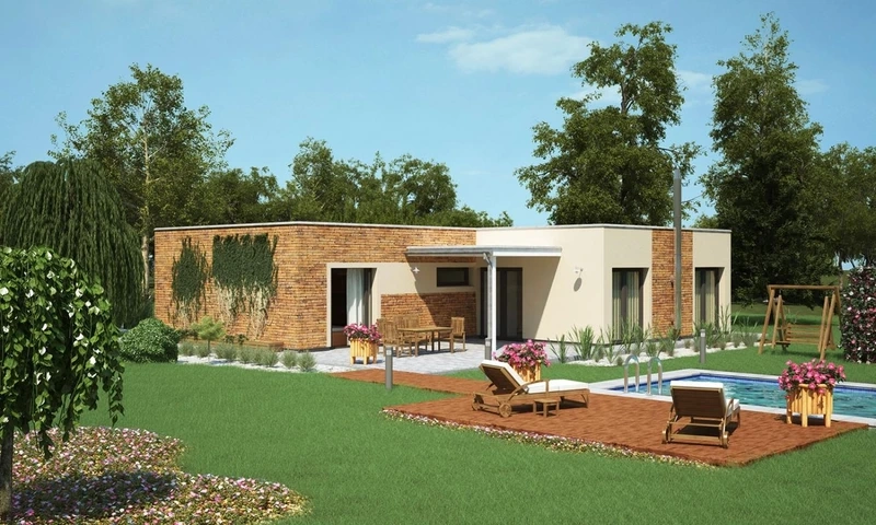 Công năng hợp lý nhà mái bằng chữ L công năng hợp lý