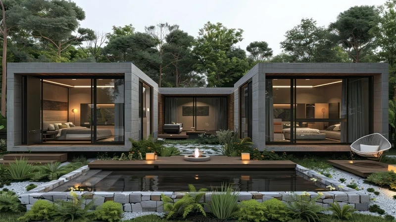 Tham khảo mẫu nhà mái bằng chữ U sang trọng