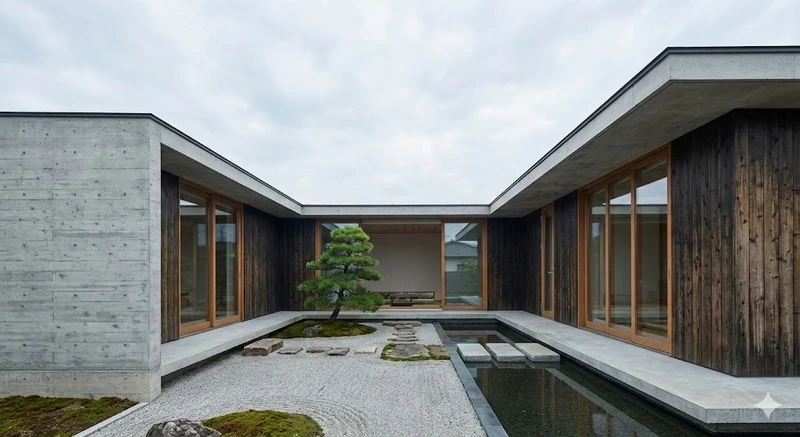 Nhà phố hiện đại nhà mái bằng chữ U thành thị