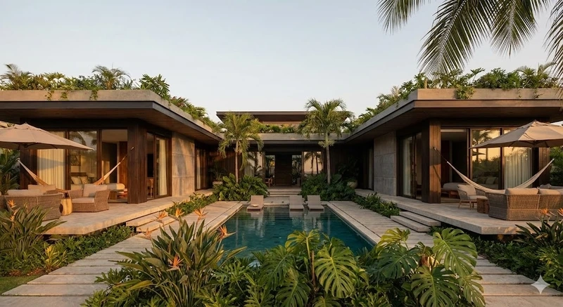 Thông thoáng dễ chịu nhà mái bằng chữ U thông thoáng