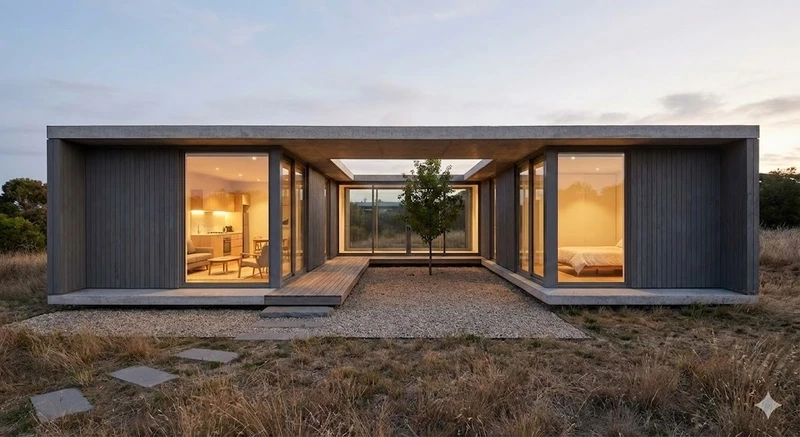 Kiến trúc hiện đại sang trọng nhà mái bằng chữ U kiến trúc hiện đại