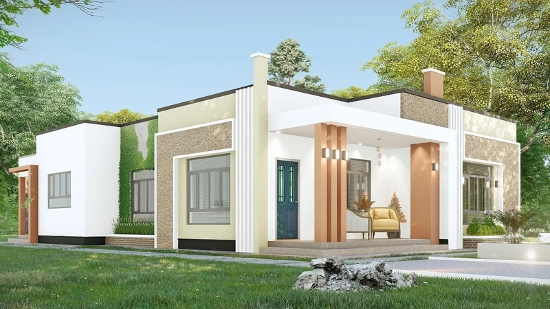 Mặt tiền ấn tượng nhà mái bằng tối giản mặt tiền đẹp