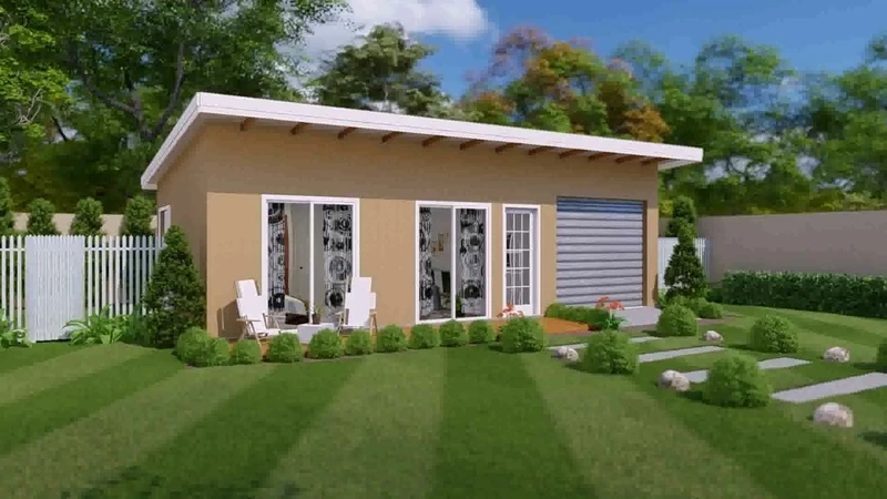 Gam màu trung tính thanh lịch nhà mái bằng tối giản gam màu trung tính