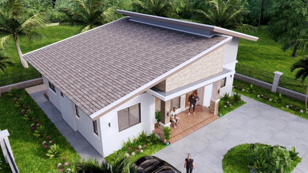 Nhà mái lệch gác lửng nông thôn gần gũi