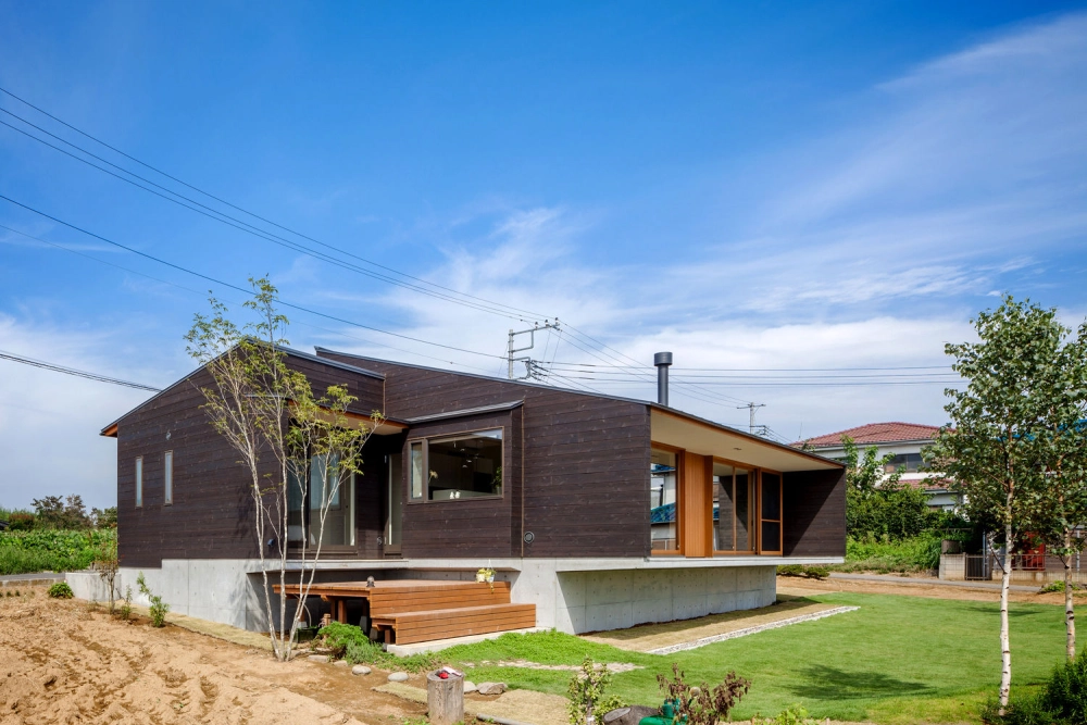 Nhà mái lệch nông thôn thoáng mát đón gió trời