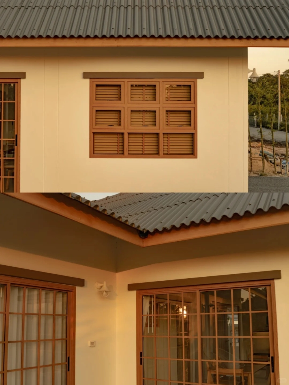 Chi tiết cột trụ vững chãi của nhà mái nhật chữ L