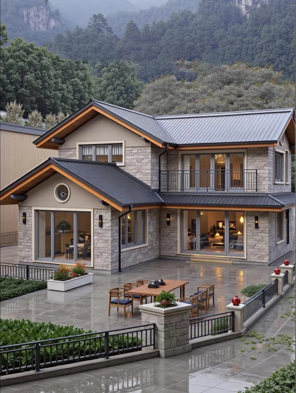 Mẫu nhà mái nhật chữ l 2 tầng sang trọng tại vùng ngoại ô