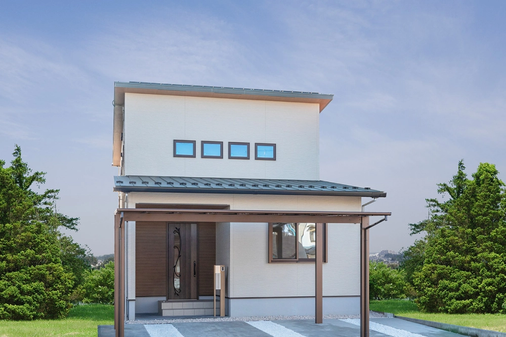 Thiết kế nhà mái nhật đơn giản 2 tầng uy nghi tại phố thị