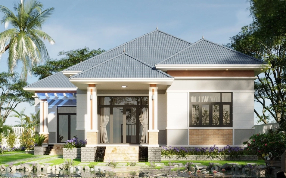 Cổng nhà đẹp phù hợp với nhà mái nhật hiện đại