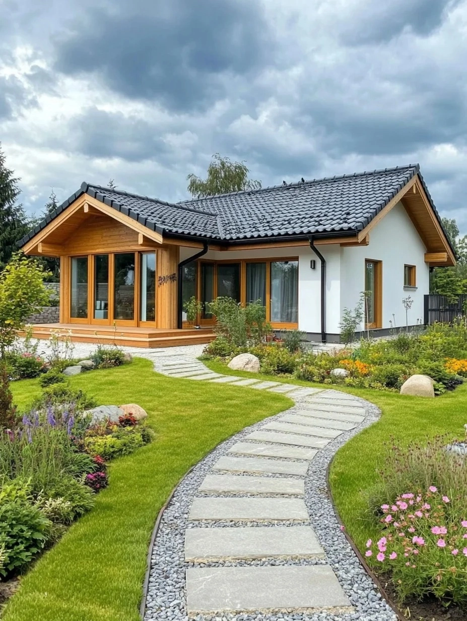 Kiểu nhà mái nhật nhỏ kết hợp cửa kính đón sáng tự nhiên