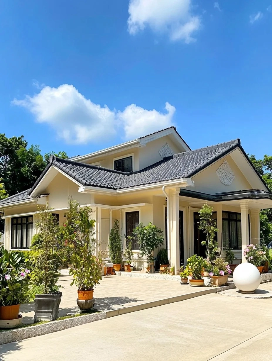 Nhà mái nhật phổ biến dùng vật liệu đá ốp