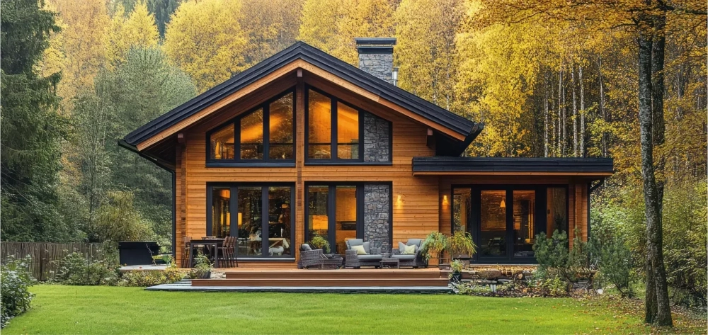 Sân vườn nhà mái nhật đẹp với đèn đá trang trí