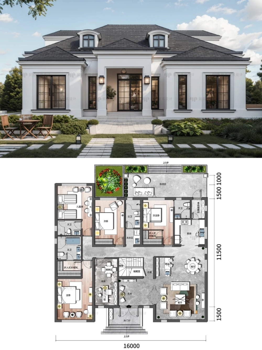 Mẫu nhà vuông mái nhật lợp ngói màu ghi xám thanh lịch