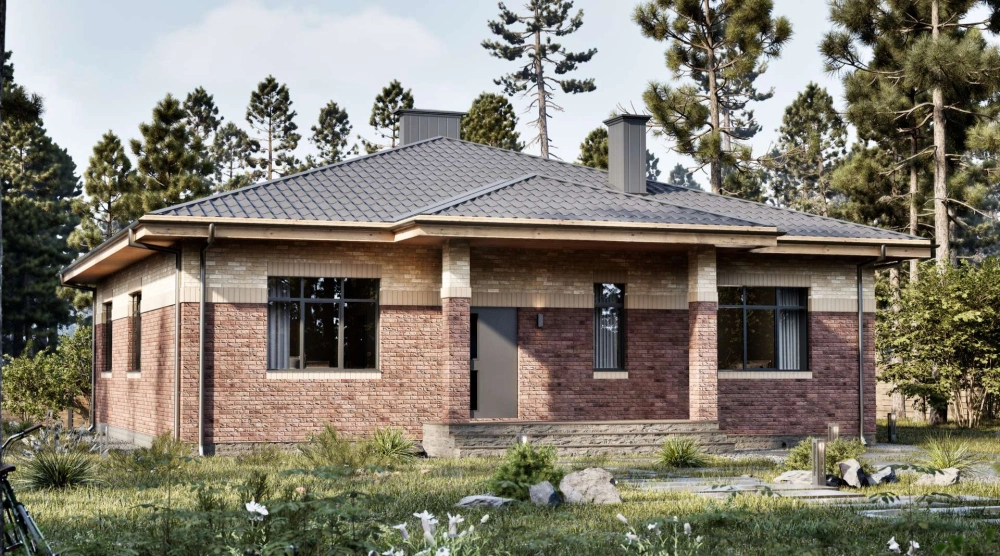 Trang trí mặt tiền nhà vuông mái nhật với đá ốp tự nhiên cao cấp