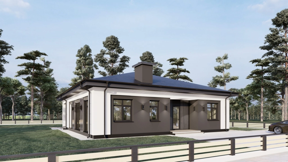 Mẫu nhà vuông mái nhật 1 tầng ở nông thôn yên bình và ấm cúng