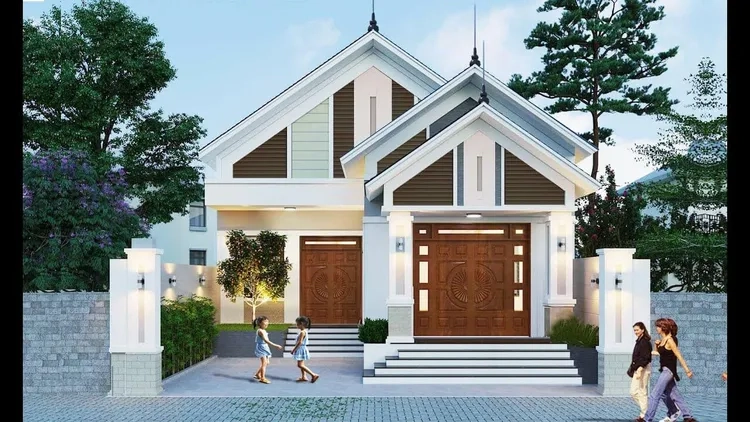 Thiết kế tinh tế giúp nhà mái thái 1 tầng đẹp nổi bật mọi góc nhìn