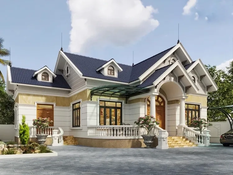 Giải pháp rộng rãi cho nhà mái thái 1 tầng 4 phòng ngủ