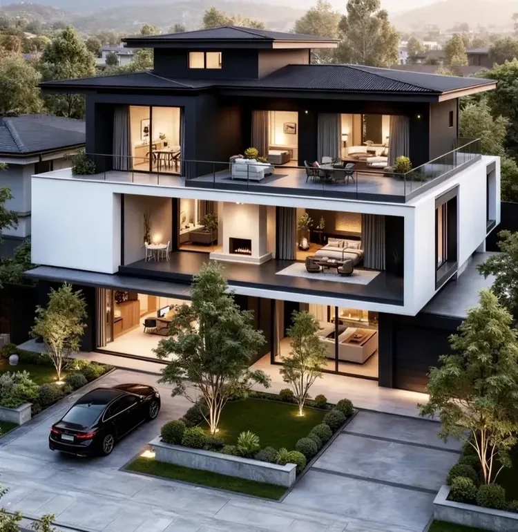 Ấn tượng đầu tiên từ nhà mái thái 3 tầng mặt tiền đẹp