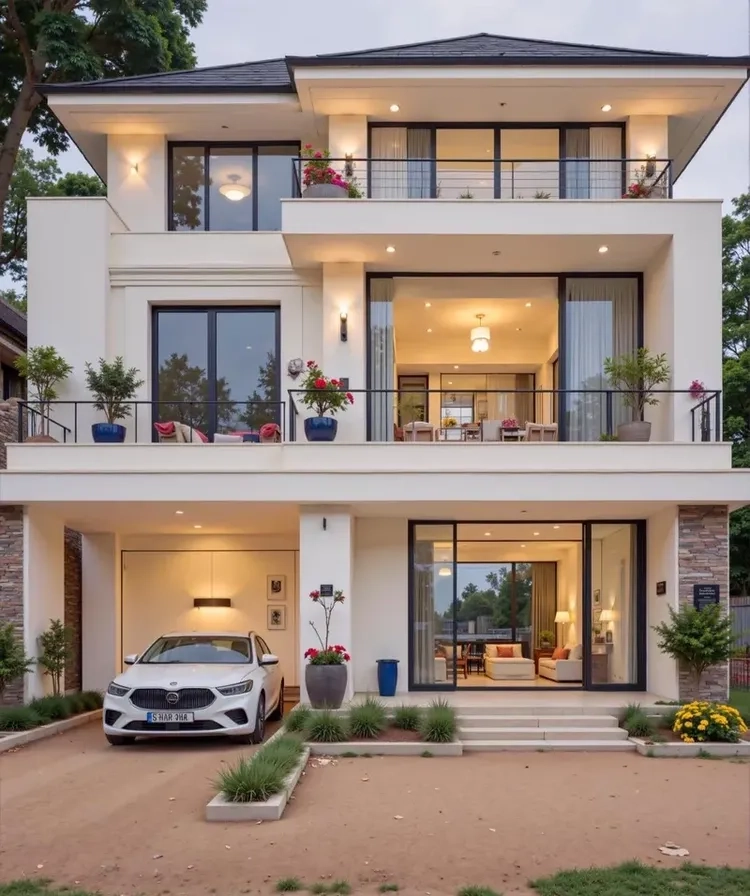 Tiện nghi hơn với phương án nhà mái thái 3 tầng có gara