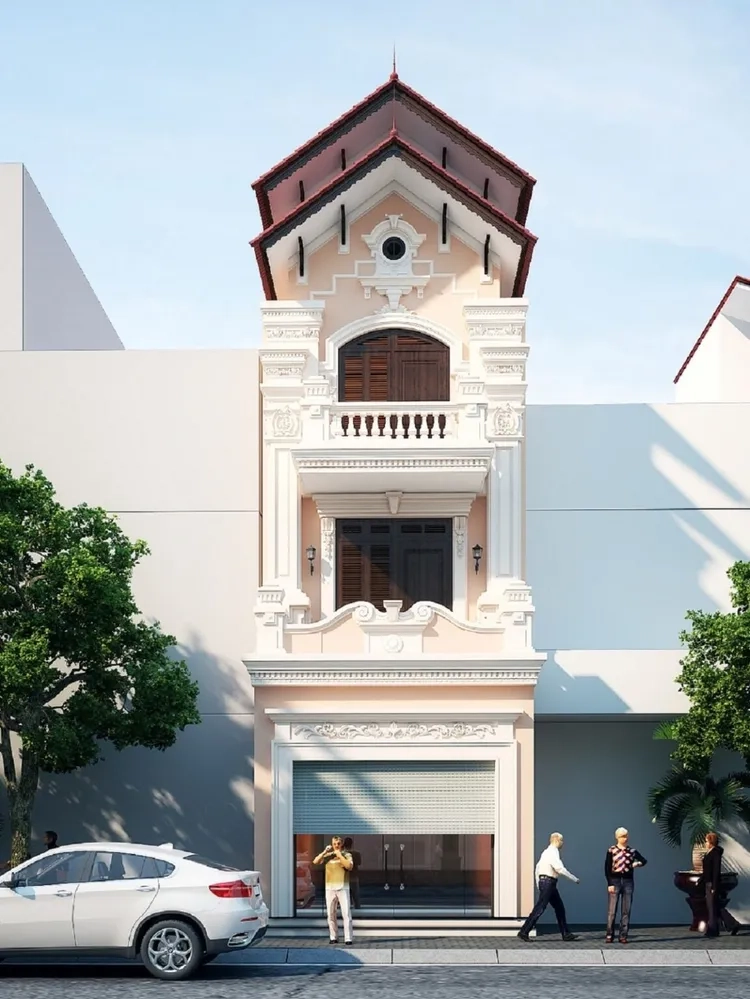 Mô hình linh hoạt nhà mái thái 3 tầng ở kết hợp văn phòng