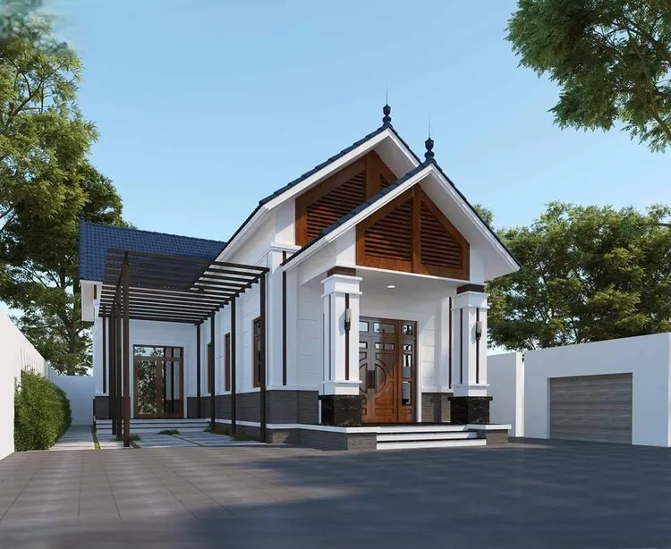 Vẻ cuốn hút nổi bật từ kiến trúc nhà mái thái chữ l đẹp