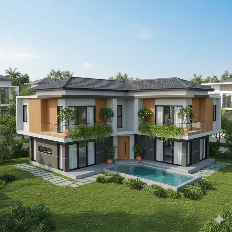 Điểm nhấn đẳng cấp từ nhà mái thái chữ l sang trọng