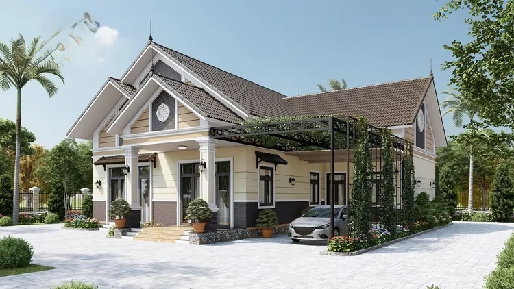 Phong cách quen thuộc tiện nghi của nhà mái thái chữ l cấp 4